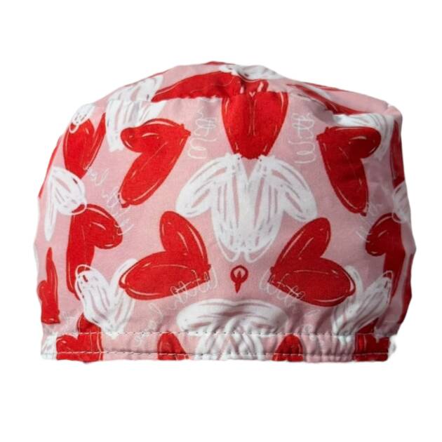Gorro quirurgico mujer corazones rojo y blanco