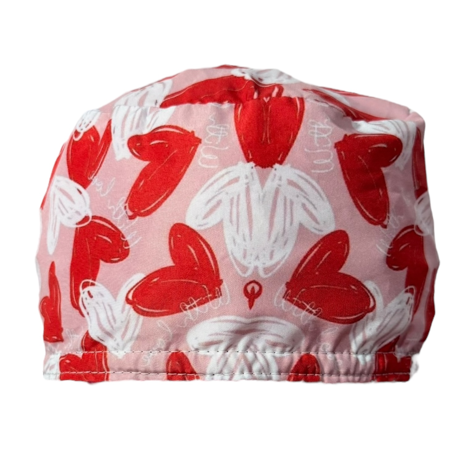 Gorro quirurgico mujer corazones rojo y blanco