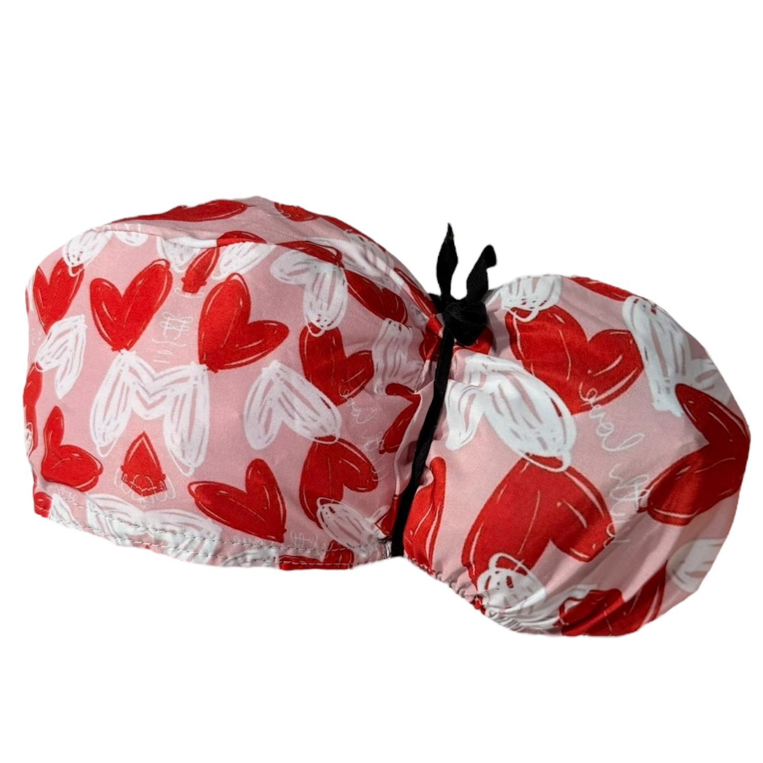 Gorro quirurgico mujer corazones rojo y blanco - Imagen 2