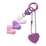 Llavero 3 corazones morado