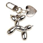 Llavero de perrito corazon - plateado