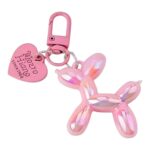 Llavero de perrito corazon - rosa metalico