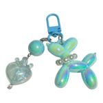 Llavero de perrito corona - azul metalico