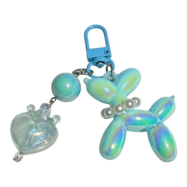 Llavero de perrito corona - azul metalico