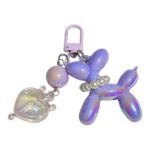 Llavero de perrito corona - lila metalico