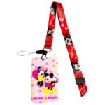 Portacarnet mickey y minnie rosa-amarillo