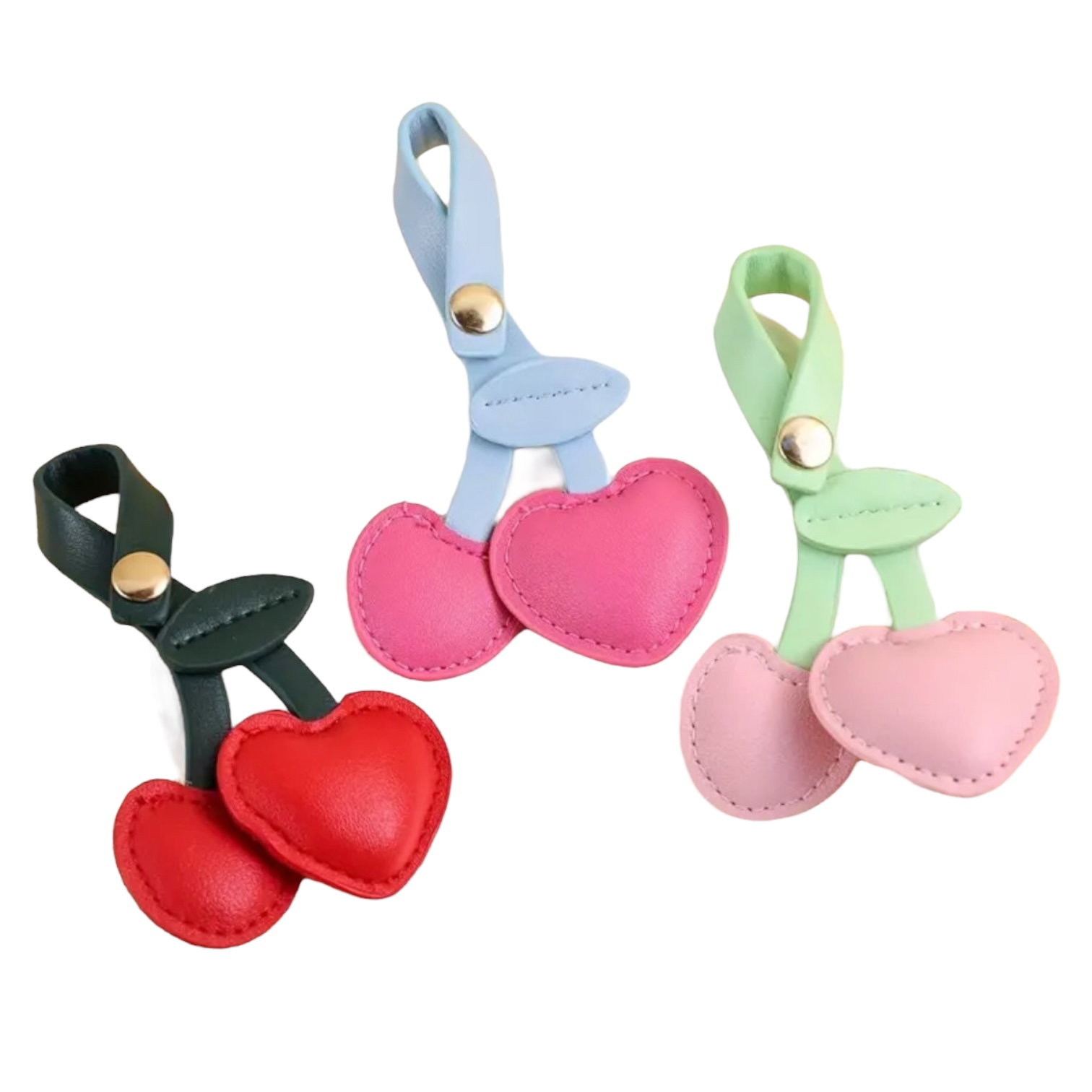 llavero cereza cuero Fucsia - Imagen 2