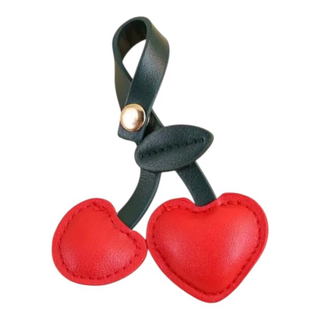 llavero cereza cuero Rojo