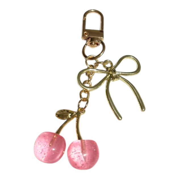 llavero cereza moño rosa