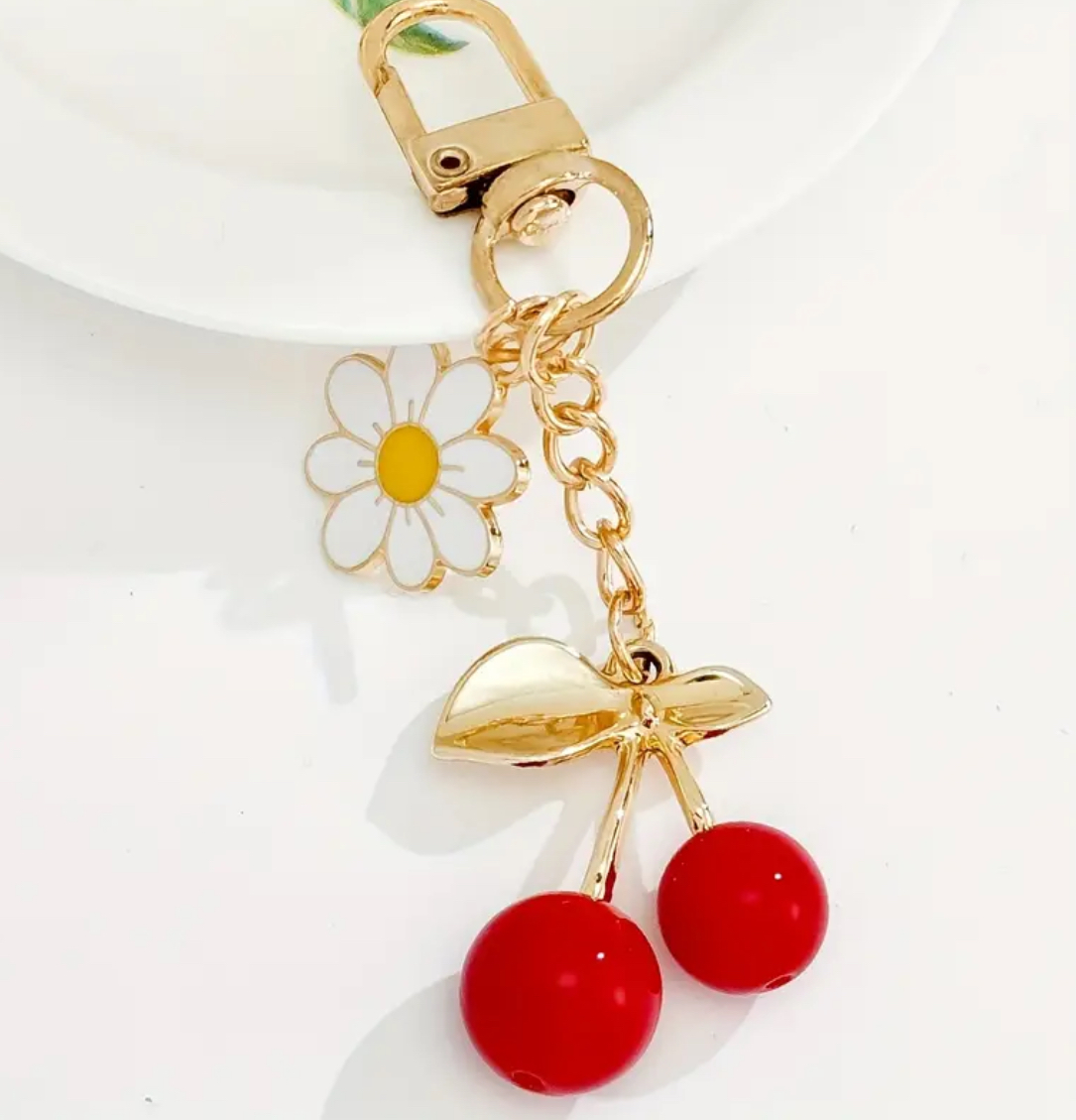 llavero cereza rojo