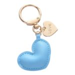 llavero corazon cuero azul