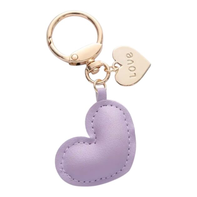 llavero corazon cuero lila