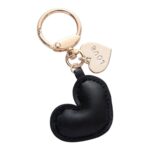 llavero corazon cuero negro