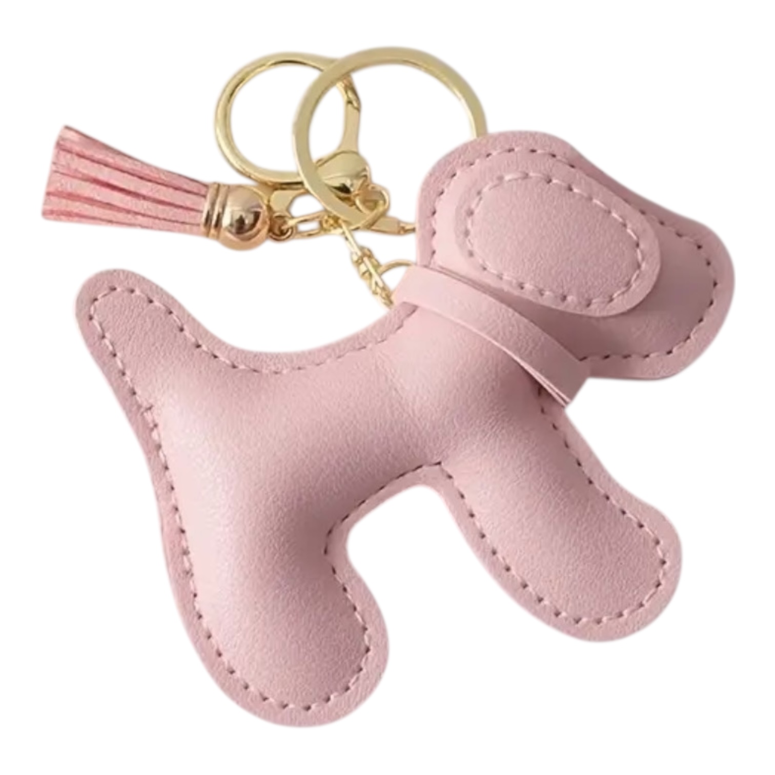 llavero de perrito rosado sintético